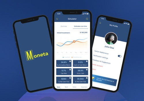 Mobile App Development Package Example: Moneta – Real Estate Investing Mobile Application