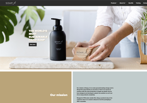 Web Design Package Example: Soap2O Susitainable Hand Soaps Website design