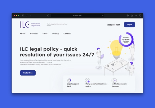 Web Development Package Example: Sirius - Legal SaaS website (Webflow)