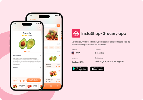 Mobile App Development Package Example: InstaShop-Grocery app