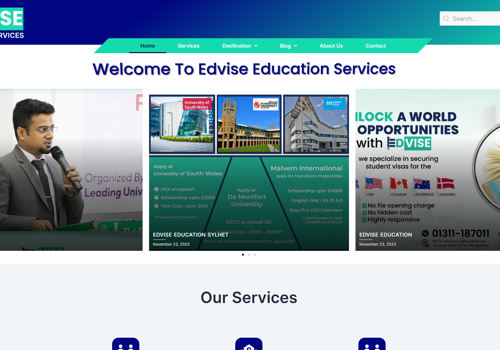 Web Development Package Example: Edvise Education Services Consultancy Sylhet