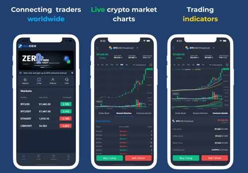 UX/UI Design Package Example: DueDEX - Crypto Exchange iOS and Android App