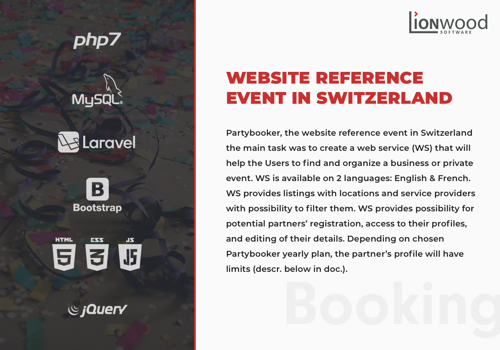 Web Development Package Example: Website reference event in Switzerland