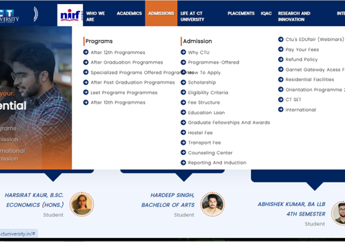 Web Development Package Example: University Content Management and Display
