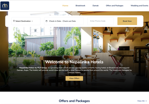 Web Development Package Example: Nepalirika Hotel Website