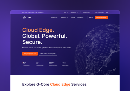 Web Design Package Example: New website for G-Core