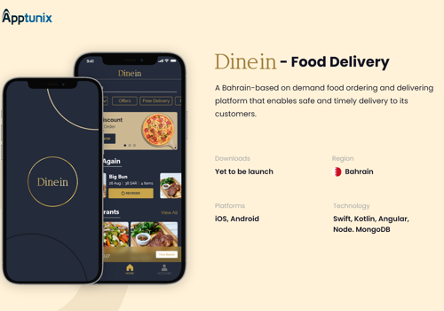 UX/UI Design Package Example: Dinein - Food Delivery App