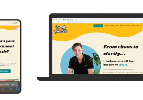 Web Design Package Example: Queerly Attached - Custom WordPress + Logo Design
