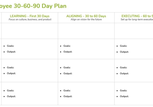 HR Outsourcing Package Example: Employee 30/60/90 Day Plan