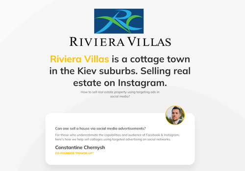 Advertising Package Example: Selling real estate on Instagram