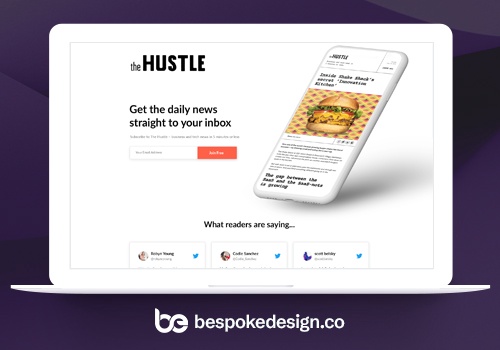 Web Design Package Example: Landing Page for Hubspot-owned portal The Hustle