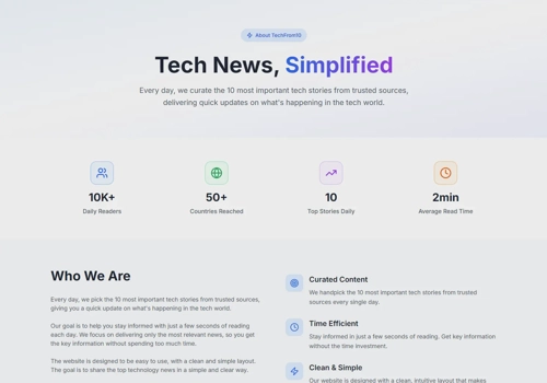 Web Design Package Example: AI-Powered Tech News Platform with Perplexity AI