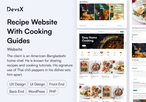 Web Development Package Example: Web | Recipe website with cooking guides