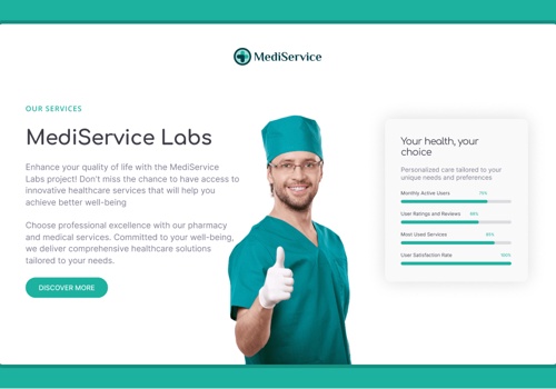 Web Design Package Example: Medi Services Landing Page
