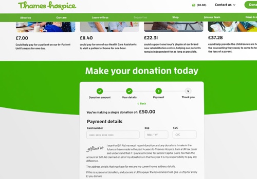 UX/UI Design Package Example: Website design for Thames Hospice