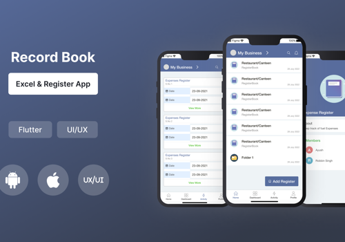 Mobile App Development Package Example: Excel and Register App