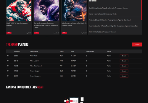 Web Development Package Example: DUH | Fantasy NFT Games