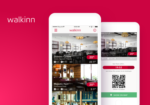 Custom Software Development Package Example: Walkinn - In-app restaurant reservations and discount system