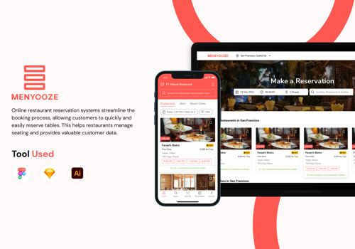 UX/UI Design Package Example: Menyooze - Restaurants Booking App