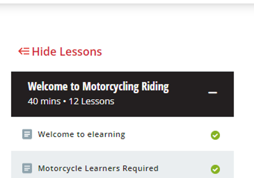 Web Development Package Example: Motorcycle Online Learning Course