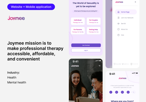 Web Design Package Example: JoyMee  - Website and Mobile app