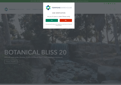 Web Design Package Example: Terpene Warehouse