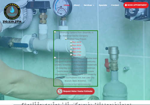 Web Development Package Example: California Hi-Tech Plumbing Corp