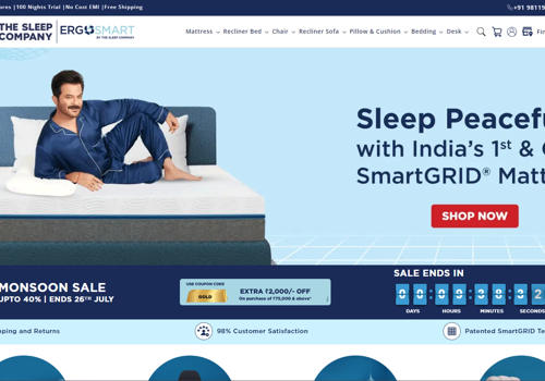 Web Development Package Example: The Sleep Company: Shopify Plus Store Development