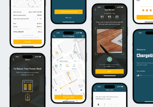UX/UI Design Package Example: ChargeUp - iOS and Android application