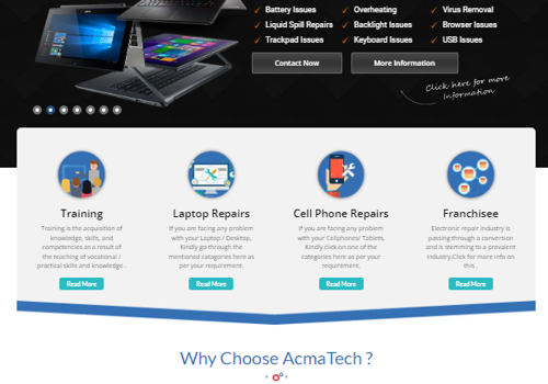 Web Design Package Example: Acma Tech