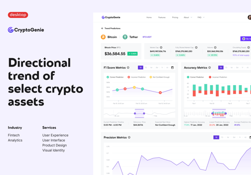 UX/UI Design Package Example: Directional trend of select crypto assets