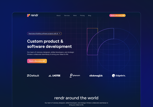 Web Design Package Example: New website for Rendr