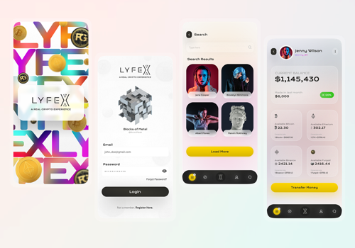 UX/UI Design Package Example: LYFEX - Mobile App UX/UI Design