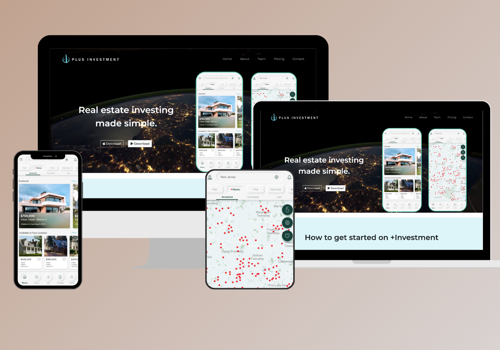 Mobile App Development Package Example: Plus Investment Mobile App and Web Development