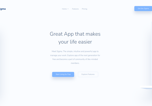 Web Design Package Example: Sigma - Complete saas web app home page.