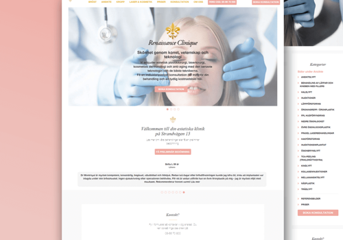 E-Commerce Development Package Example: Renaissance Clinique