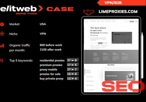 Search Engine Optimization Package Example: Search Engine Optimization of Limeproxies