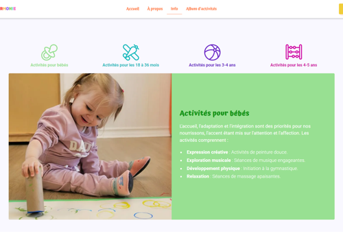 Search Engine Optimization Package Example: Website Development for Garderie Harmonie