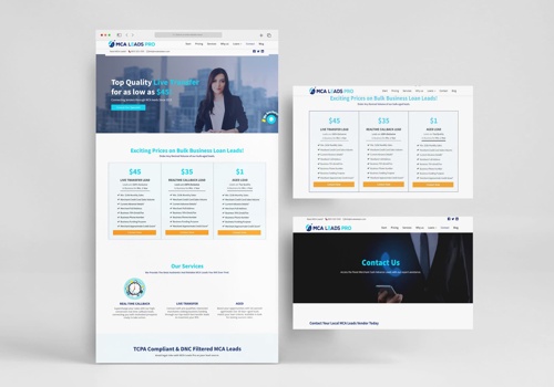 Web Design Package Example: MCA Leads Pro website design and development