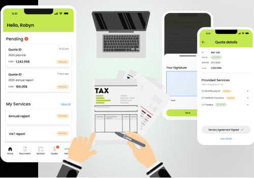 UX/UI Design Package Example: Mobile tax accounting application