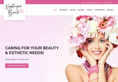 Web Design Package Example: Nightingale Beaute