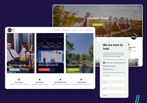 Web Design Package Example: BTG - Website development and maintenance