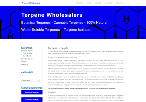 Web Design Package Example: Terpene Wholesalers