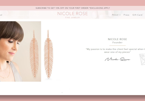 E-Commerce Development Package Example: Nicole Rose Jewelry Shopify Store