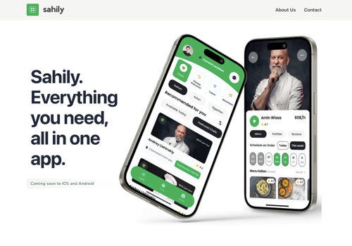 Mobile App Development Package Example: Sahily Landing Page and MVP