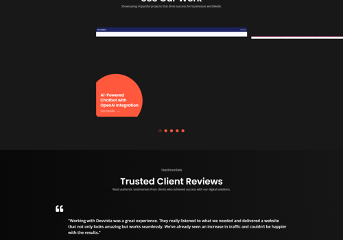 Search Engine Optimization Package Example: Devvista Software Agency Site