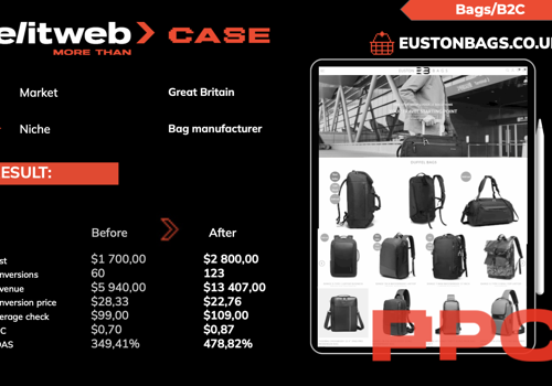 Pay Per Click Package Example: PPC for the Euston Bags website
