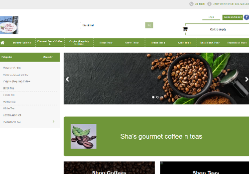 E-Commerce Development Package Example: Sha's gourmet coffee n teas