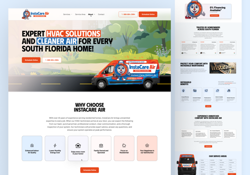Web Design Package Example: HVAC Website Design for InstaCare Air