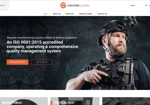 Web Development Package Example: ChilternGlobal - Defence Manufacturing Ecommerce